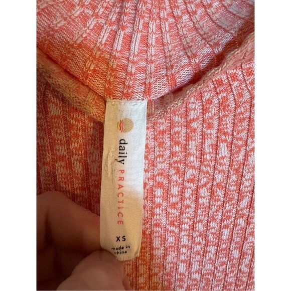 Anthropologie Daily Practice Mock Neck Ribbed Knit Midi Dress Sz XS Orange coral - Picture 5 of 11
